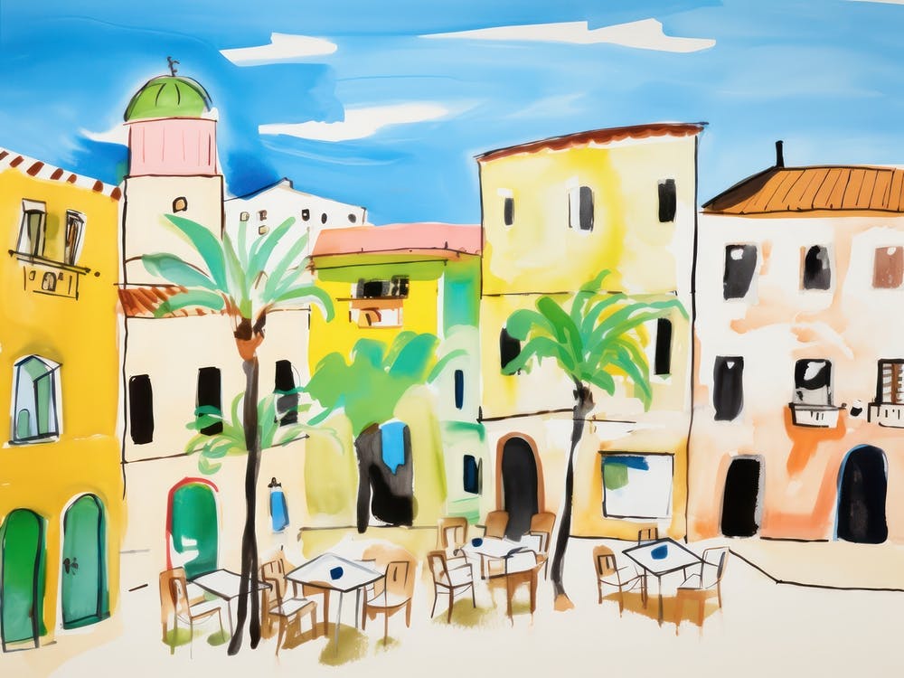 Taranto Italy Cute Watercolour Illustration 4