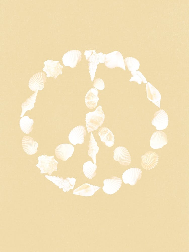 Sea Shell Peace Sign Wall Art Coastal Decor Beach Room Boho Print INSTANT DOWNLOAD