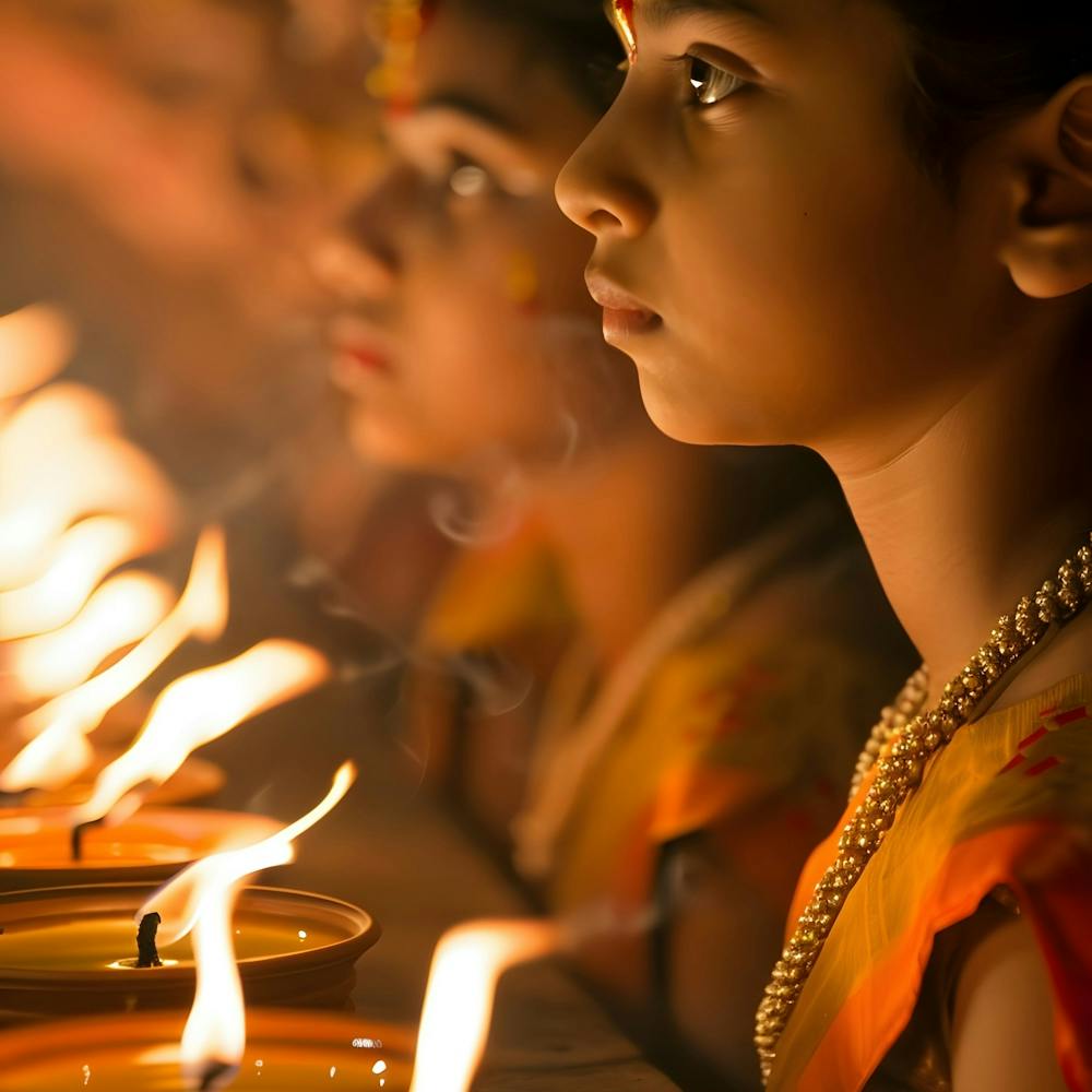 Young Girls Lighting Incense
