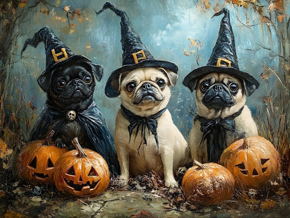 Halloween Pugs In Oil 15
