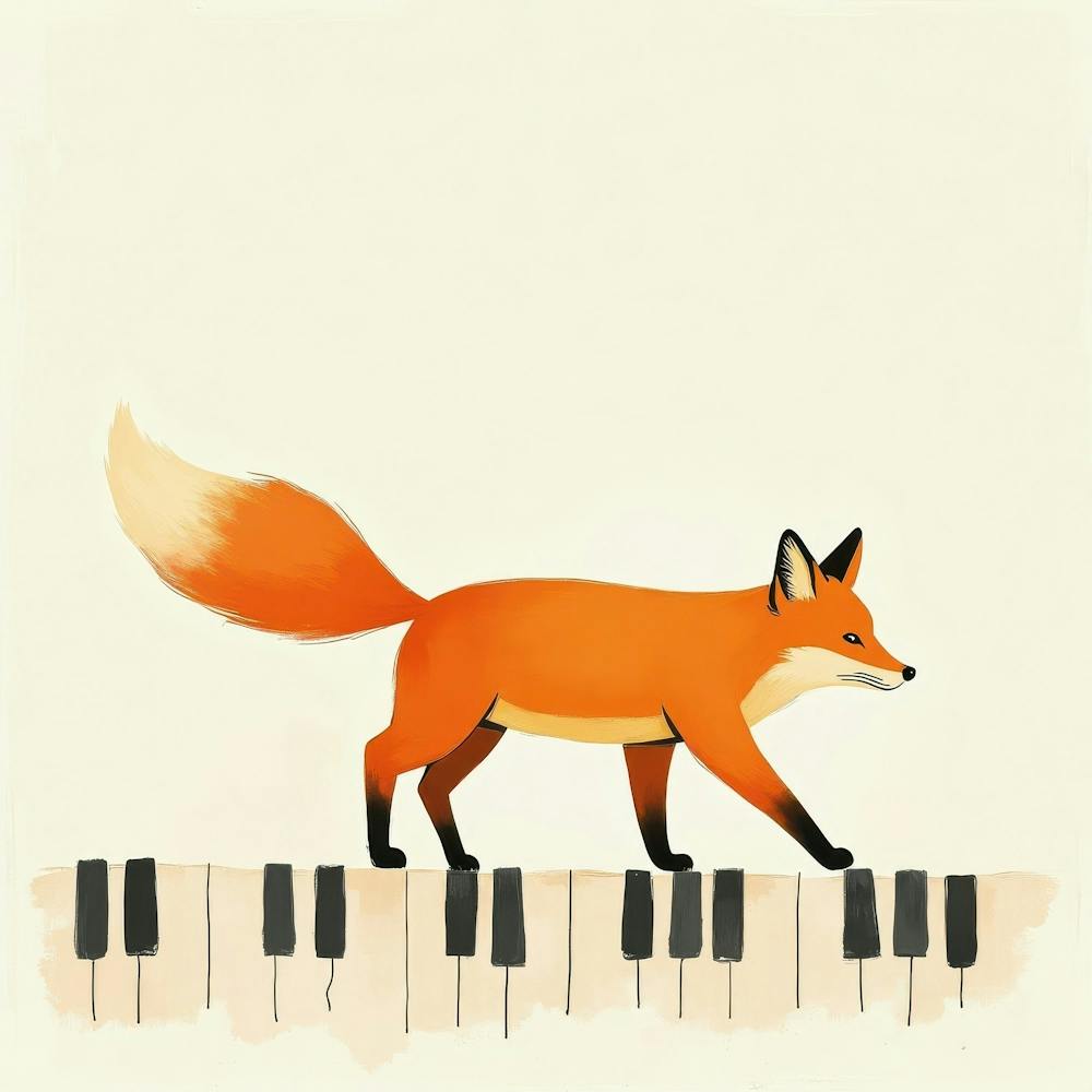 Fox On Piano Keys