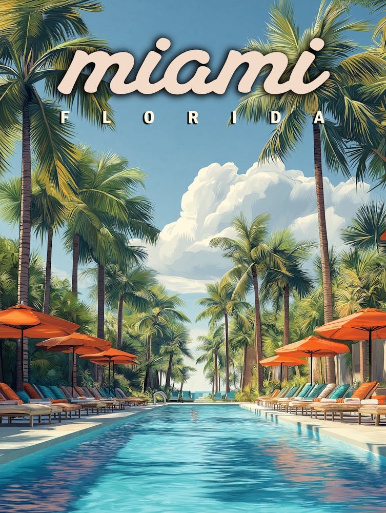 Miami Pool Vintage Poster