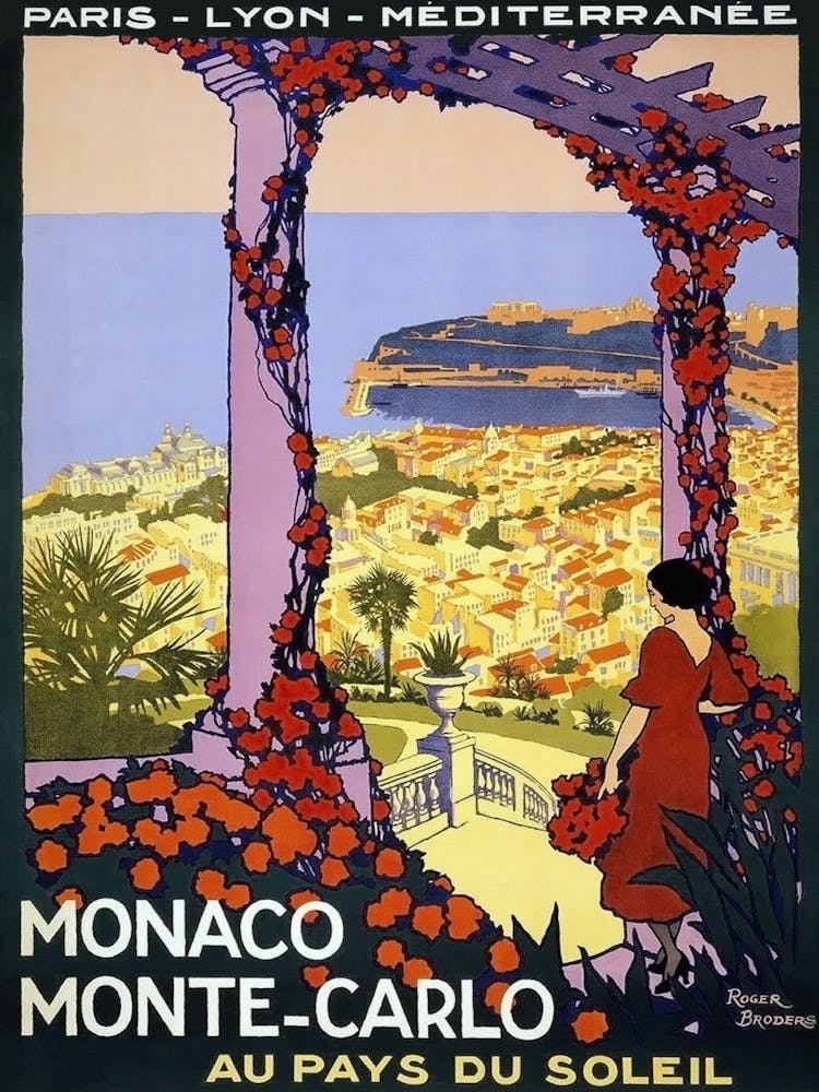Monaco And Monte Carlo, Vintage Travel Poster
