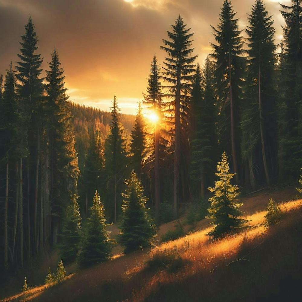 Sunset In The Forest