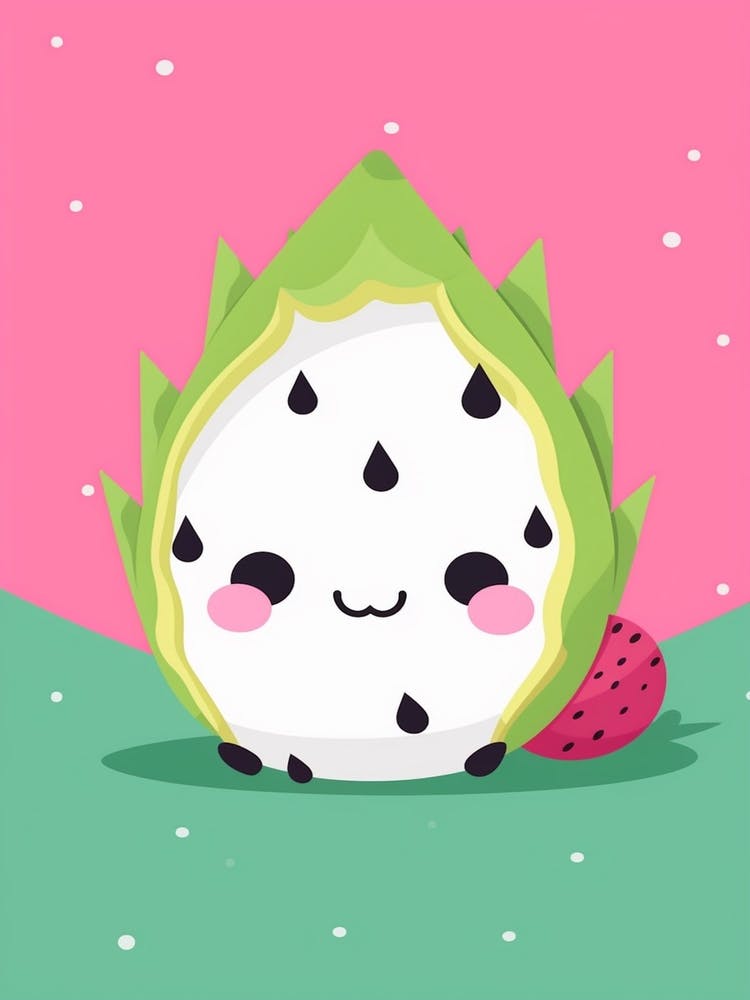 Dragon Fruit Kawaii Illustration 2