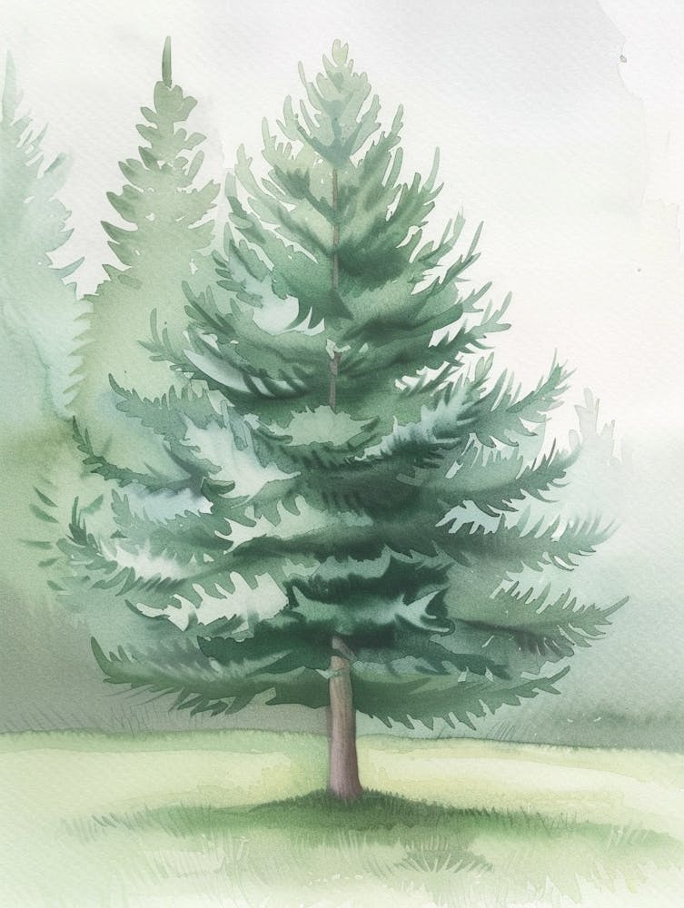 Pine Tree Atmospheric Watercolour Painting 4