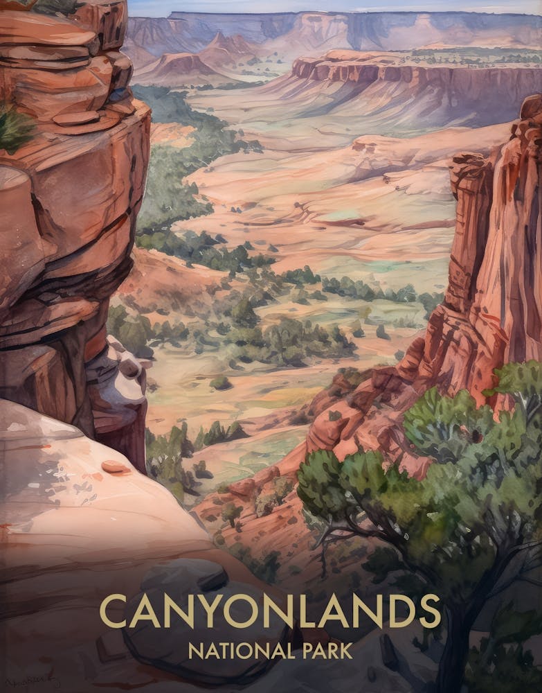 Canyonlands National Park Watercolour Vintage Travel Poster 4