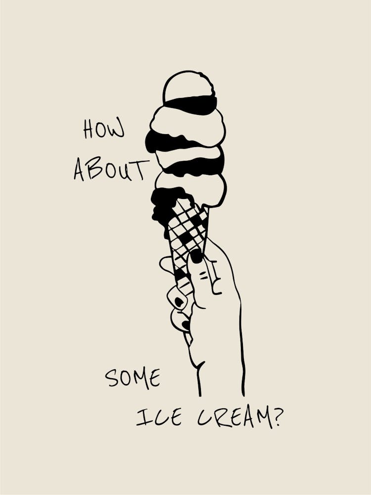 How About Some Ice Cream? Line Art Illustration