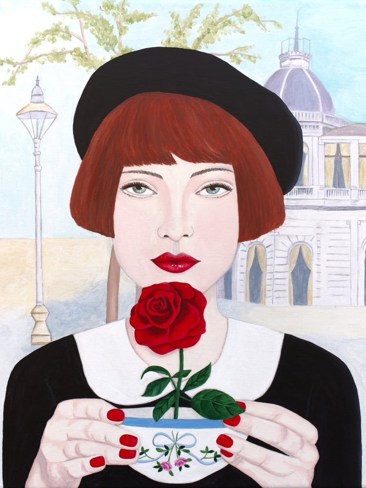French Woman With Rose