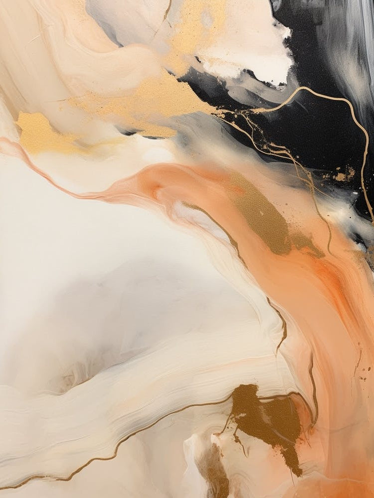 Charcoal And Orange Autumn Abstract Painting 5