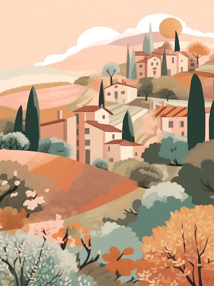 Val D'Orcia, Italy Illustration