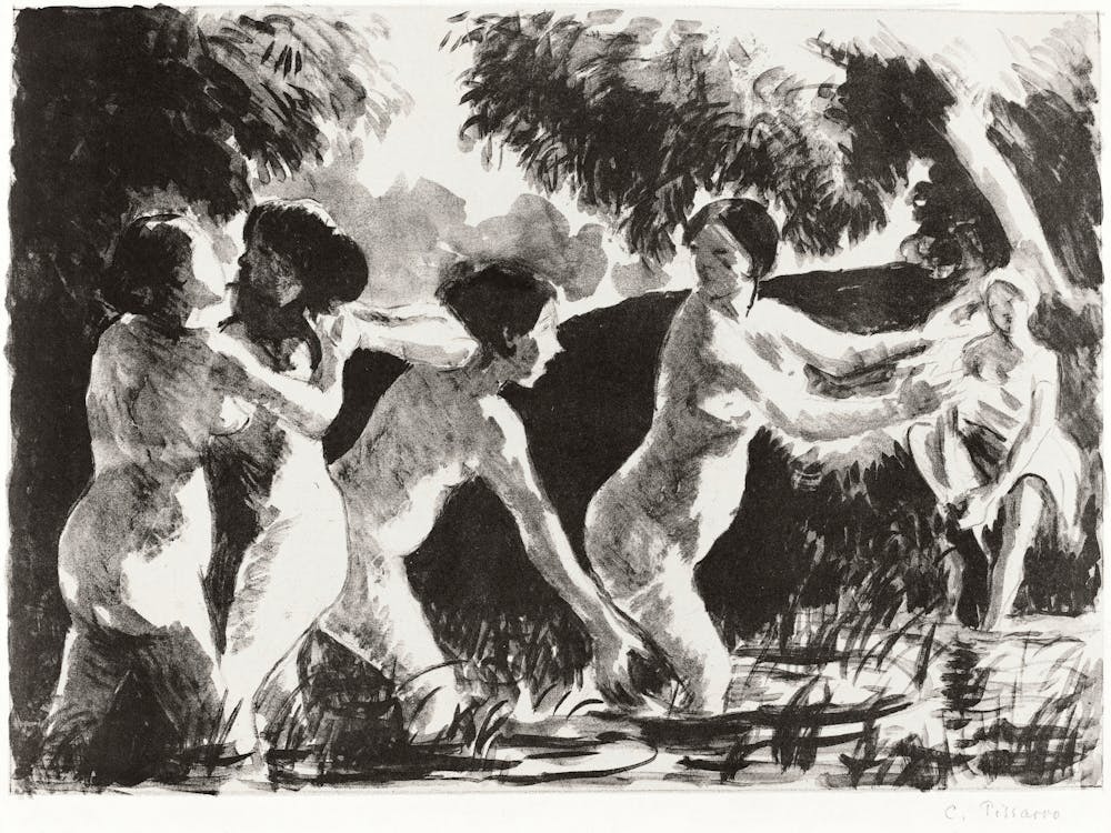 Bathers Wrestling (ca. 1896), Camille Pissarro