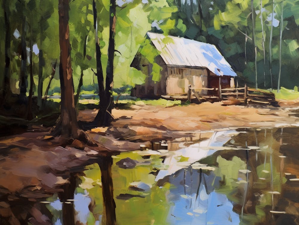 Barn By The Pond