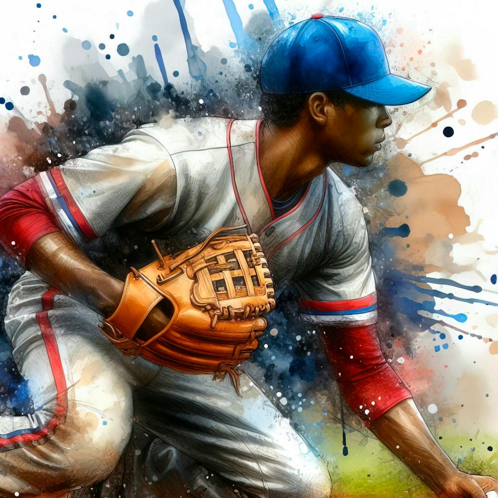 Baseball Player in watercolor 3