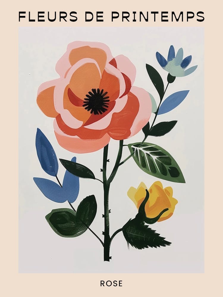 Spring Floral French Poster  Rose 9