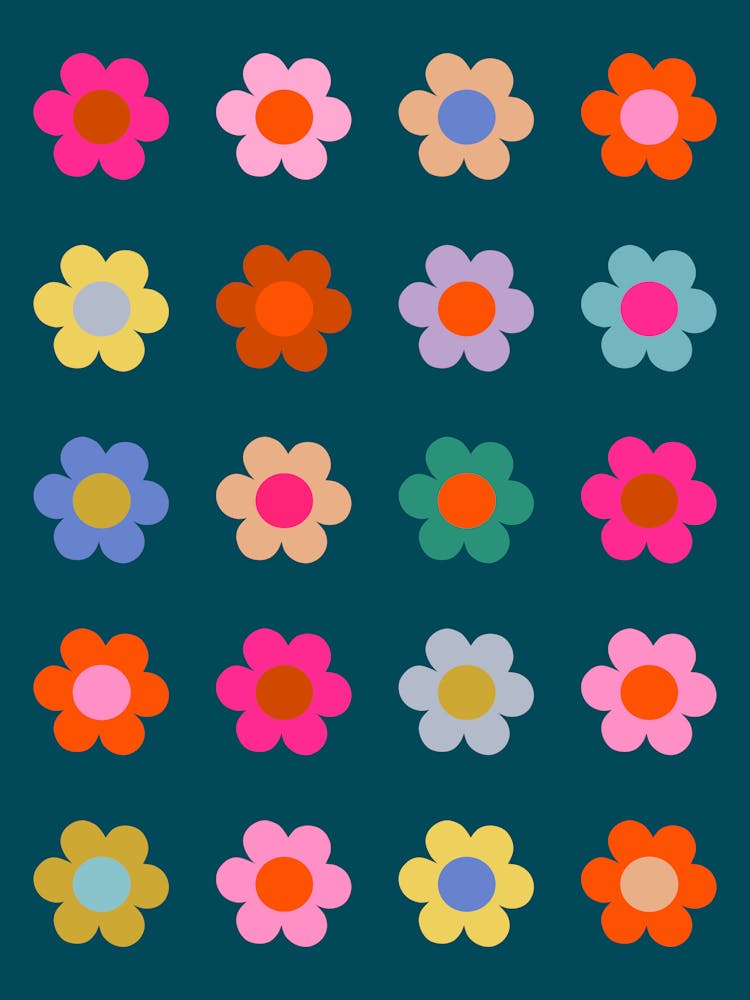 Bunte Blumen Marineblaues Blumenmuster