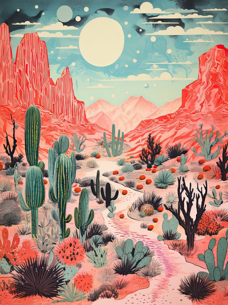 Desert Botanical Gardens Abstract Riso Style 1