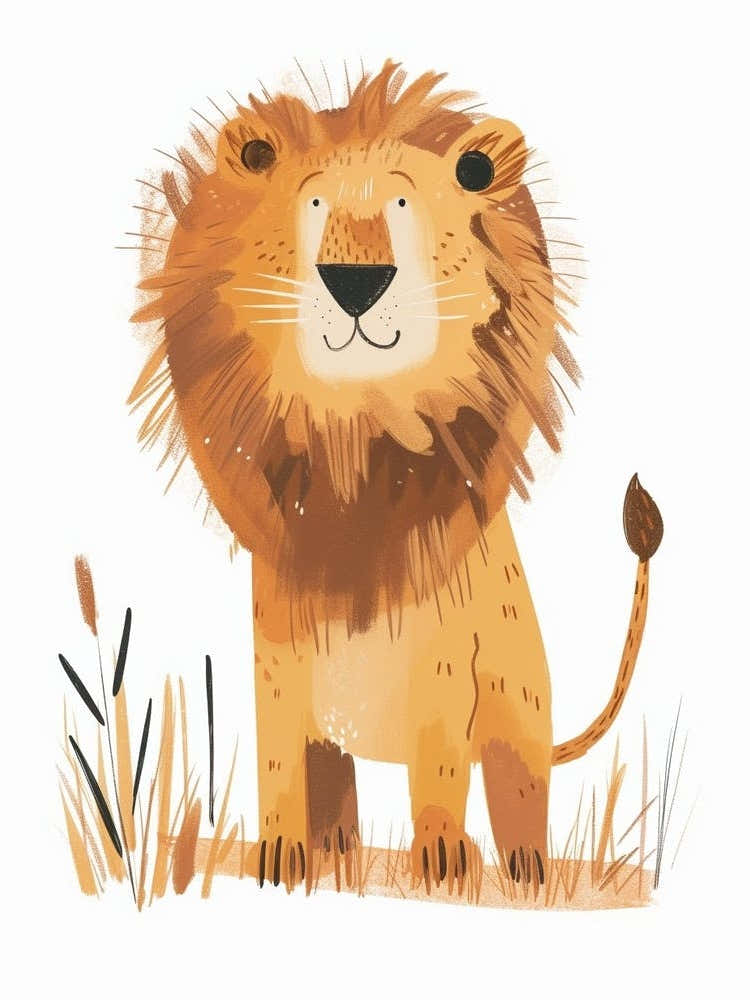 African Lion Hunting In The Savannah Clipart 1