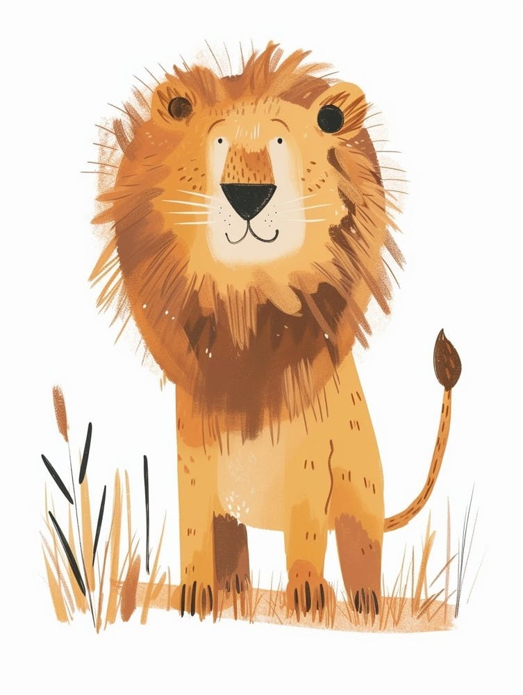 African Lion Hunting In The Savannah Clipart 1