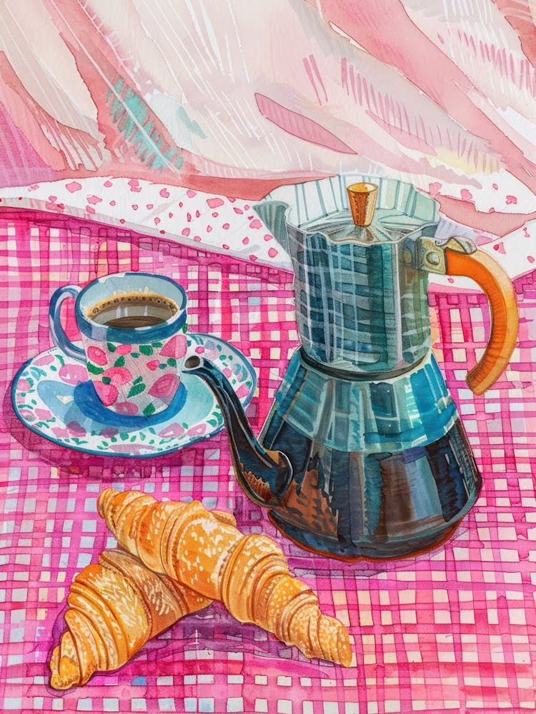 Pink Breakfast Food Moka Coffee 2