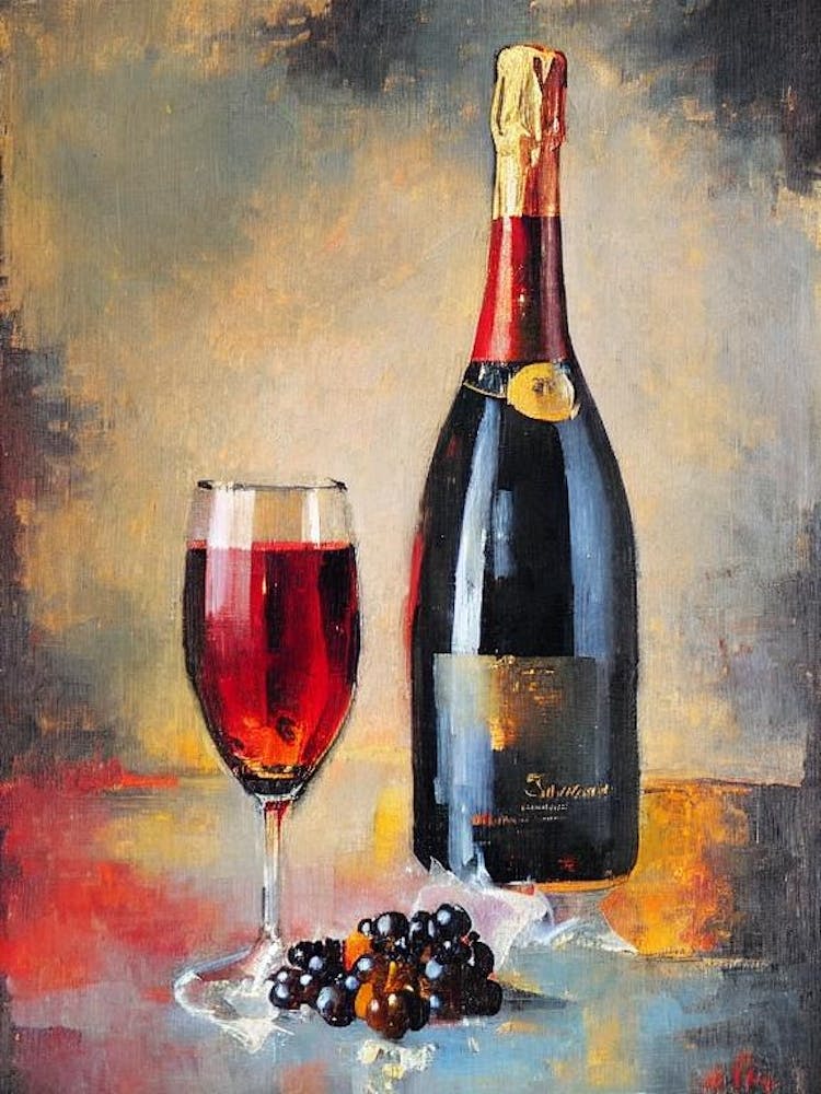 New Zealand Sparkling Wine 1 Oil Painting Cocktail Poster
