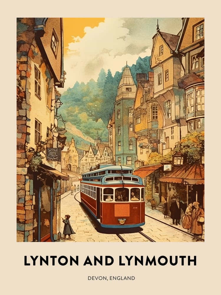 Devon Vintage Travel Poster Lynton And Lynmouth 2