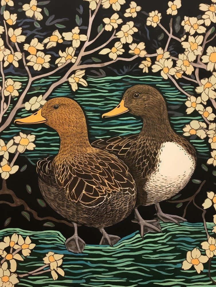 Art Nouveau Birds Poster Duck 3