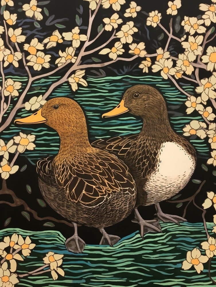 Art Nouveau Birds Poster Duck 3