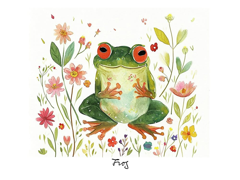 Little Floral Frog 1 Poster