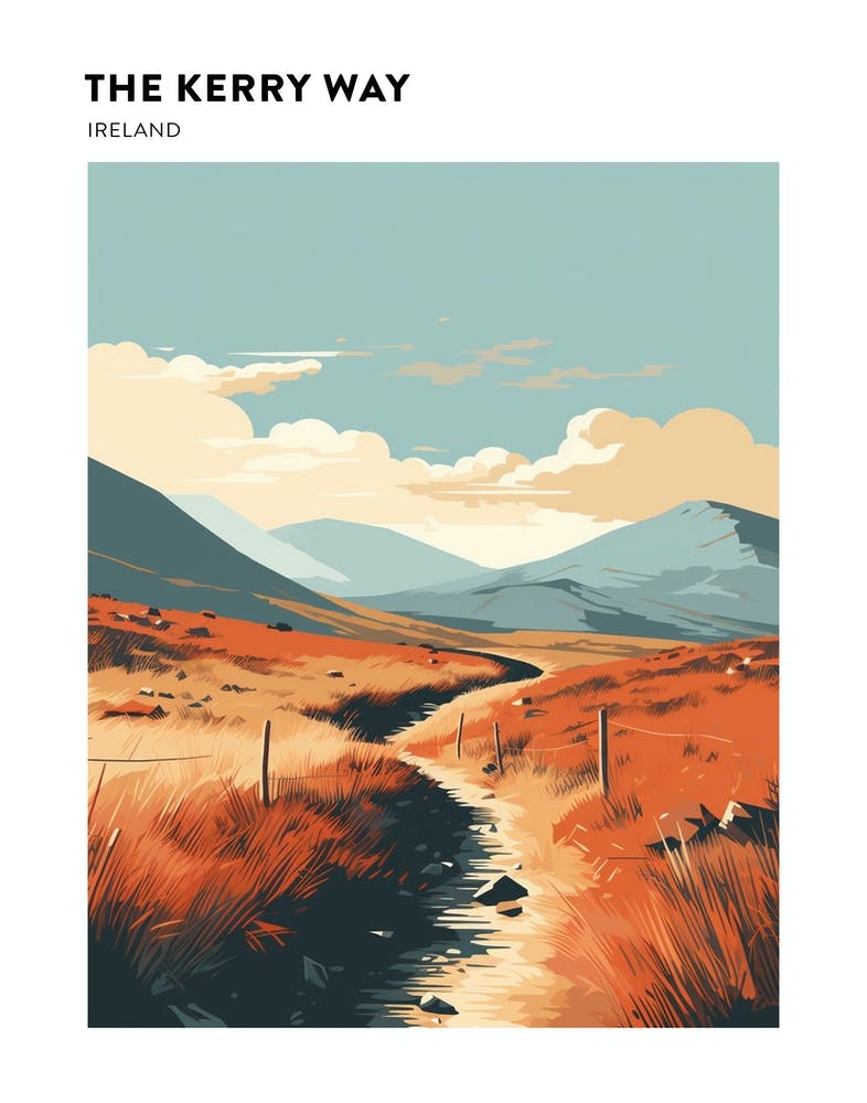 The Kerry Way Ireland 4 Hiking Trail Landscape Poster