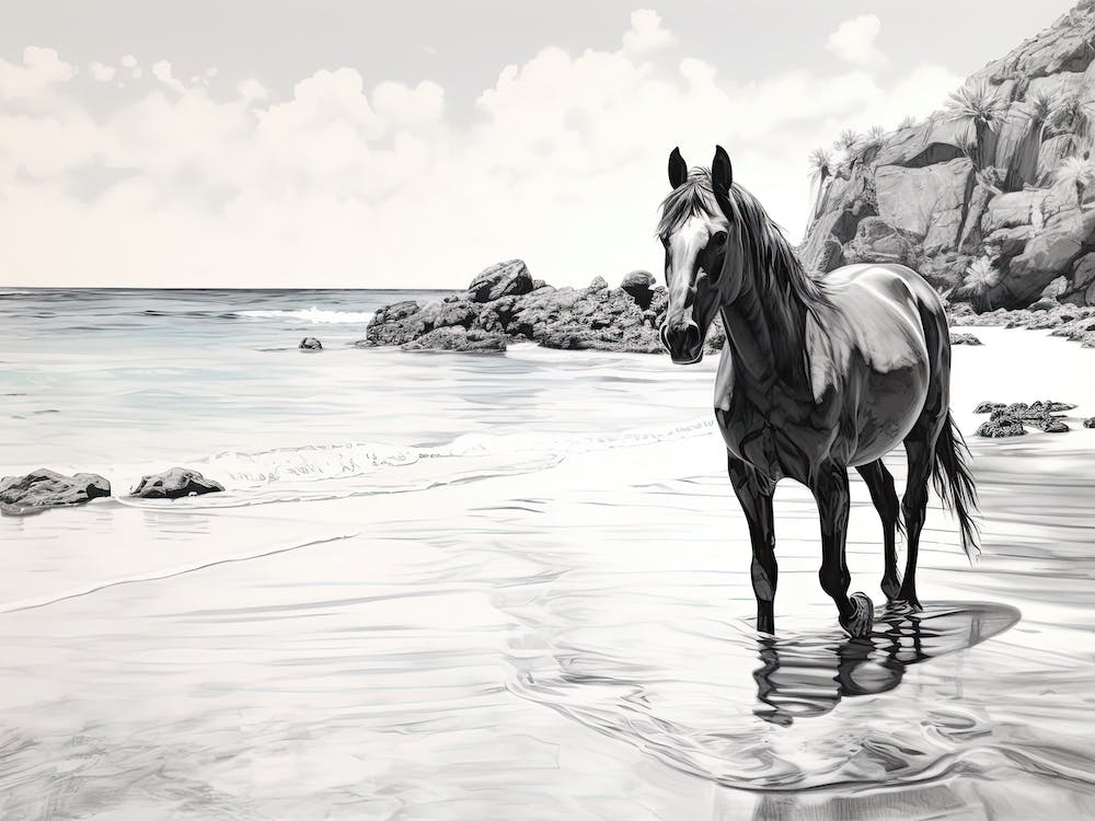 A Horse Oil Painting In Anse Lazio, Seychelles, Landscape 3