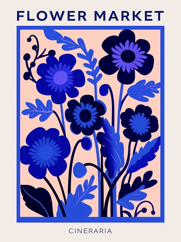 Blue Flower Market Poster Cineraria 3
