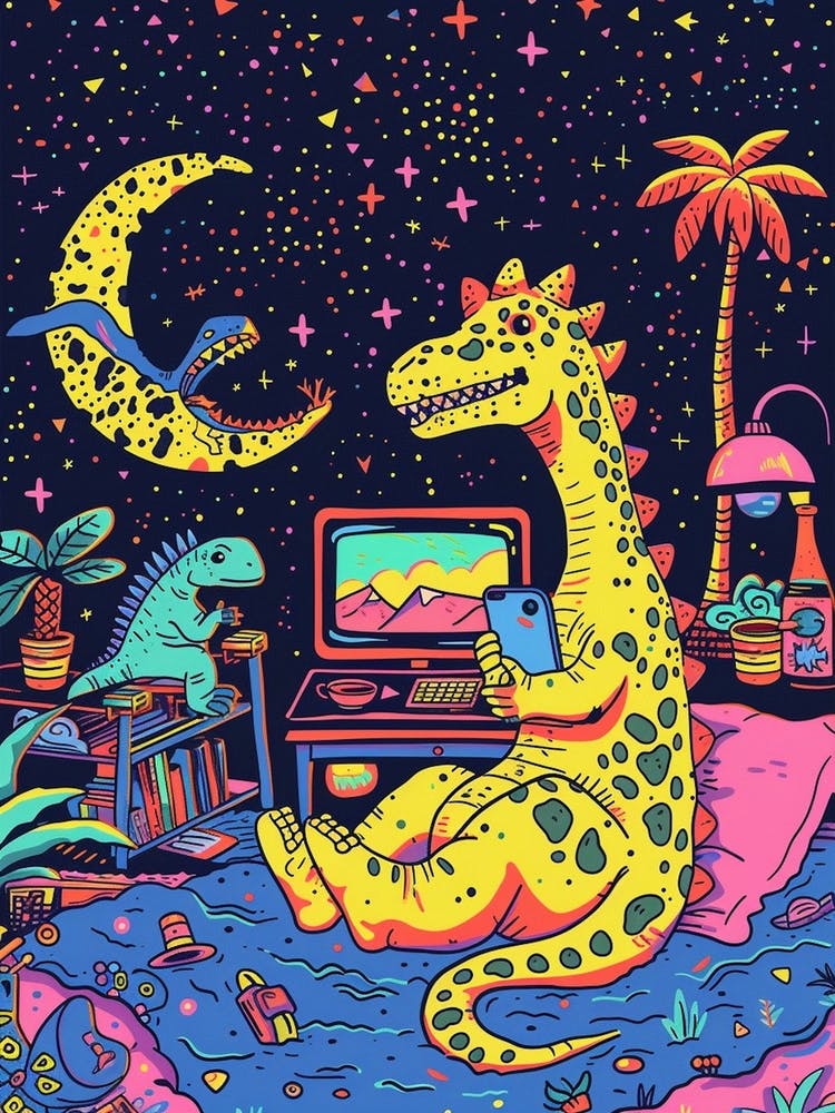 Dinosaur In Starry Dinosaur Bedroom