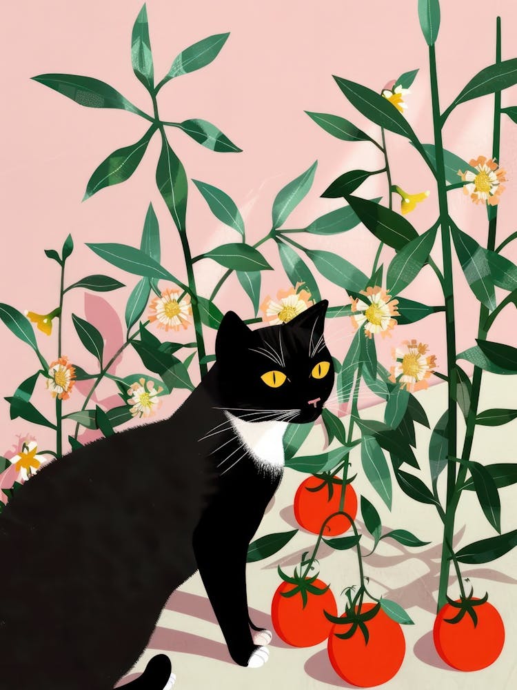 Cat And Tomatoes 1