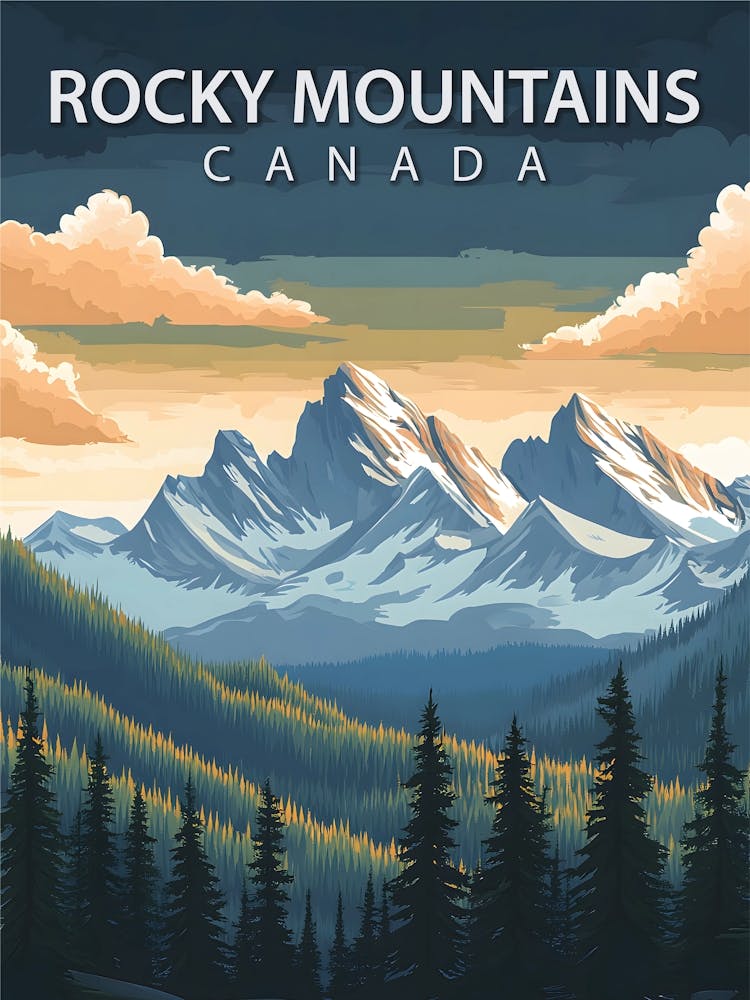 Rocky Mountains – Vintage Travel Landscape of Canada’s Majestic Wilderness