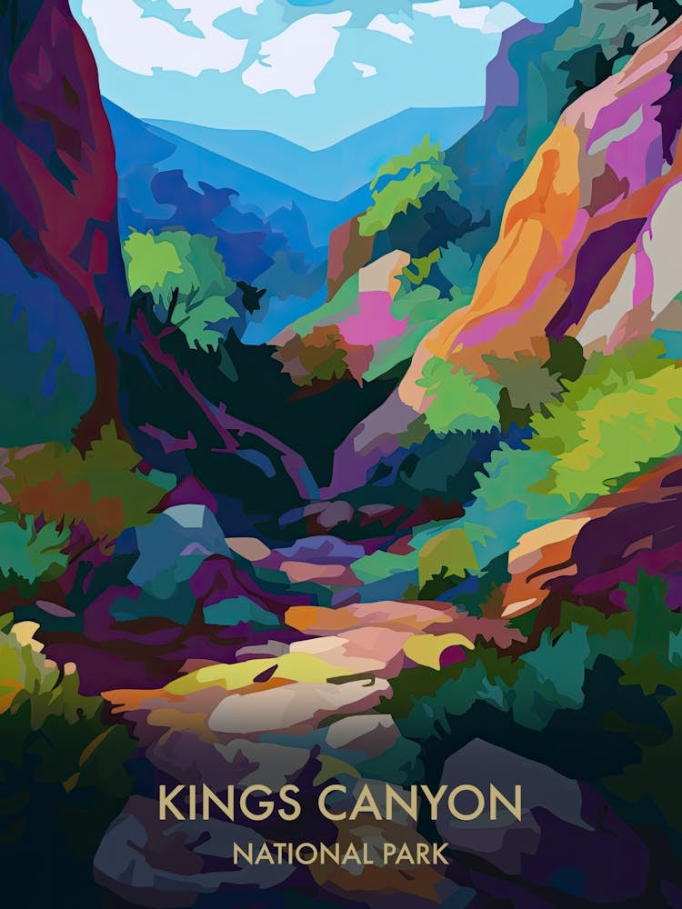 Kings Canyon National Park Travel Poster Matisse Style 3