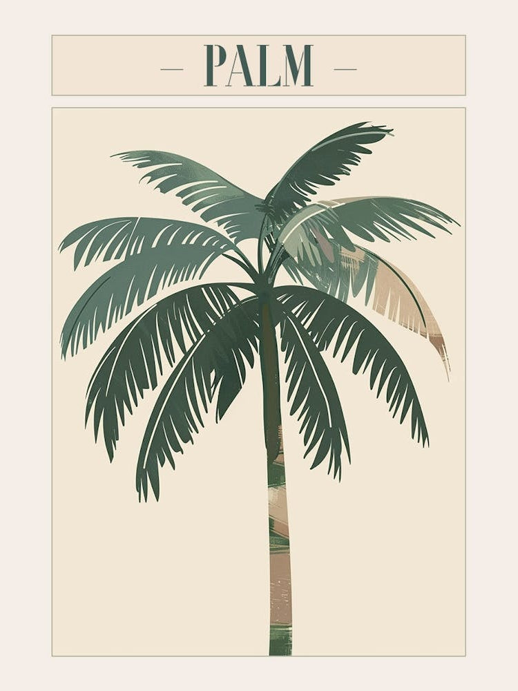 Palm Tree Minimal Japandi Illustration 4 Poster