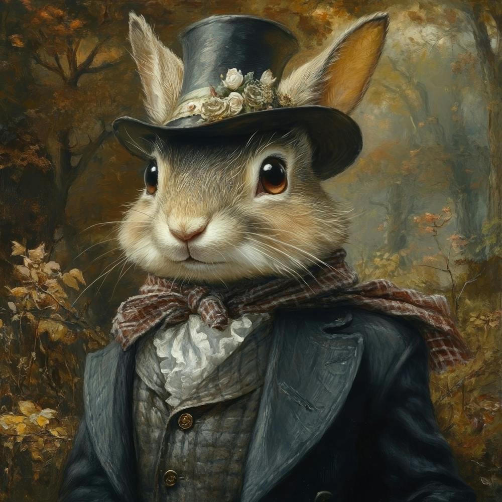 Rabbit In Top Hat Art