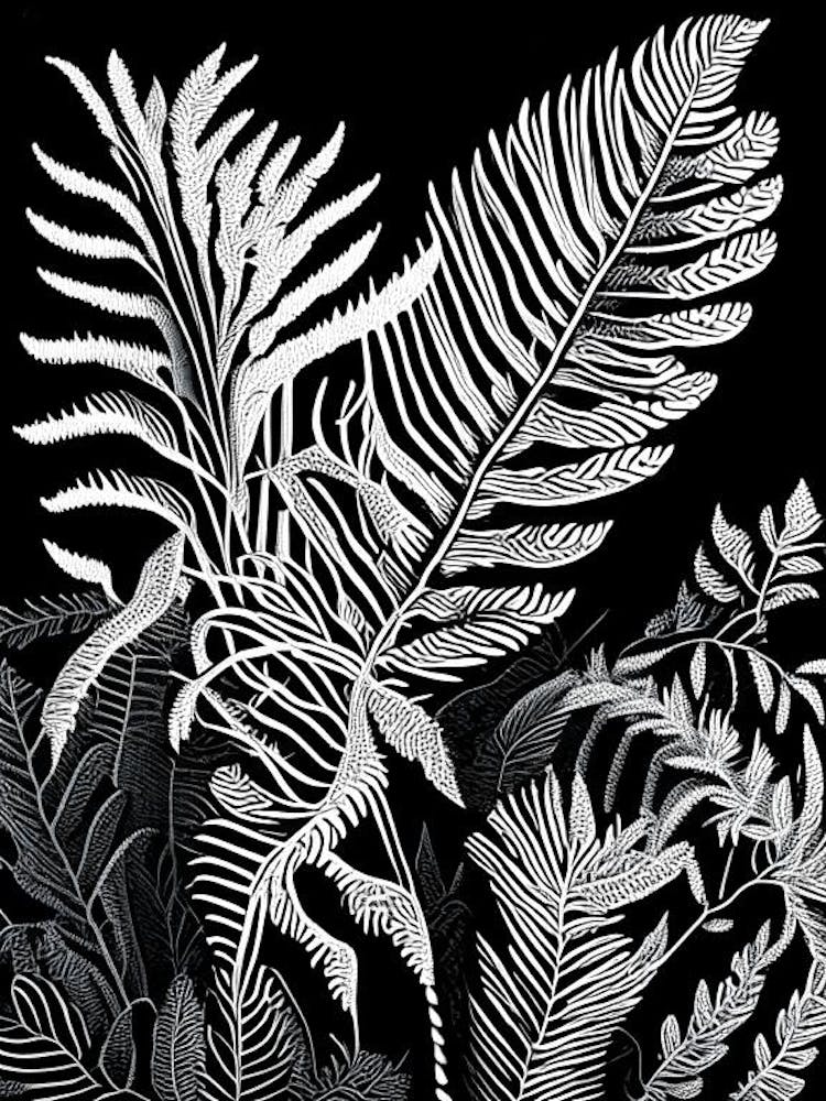 Ostrich Fern Linocut