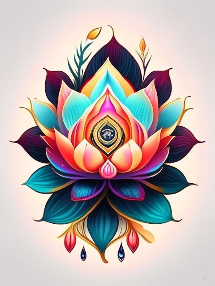 Lotus Flower, Symbol, Third Eye Tattoo 3