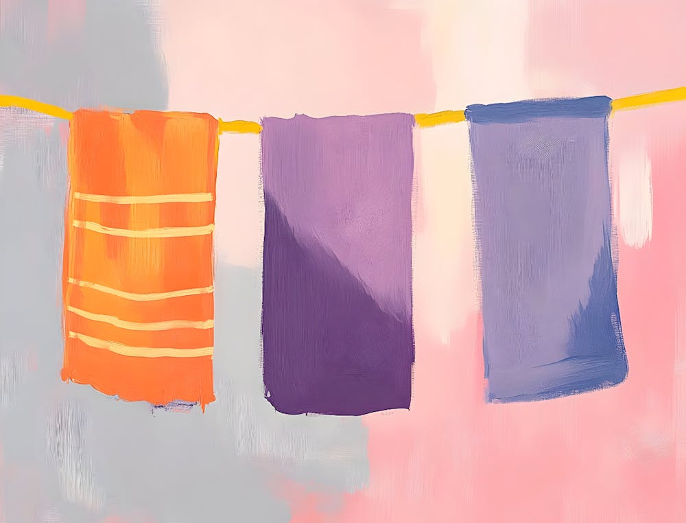 Three Towels Hanging On A Line