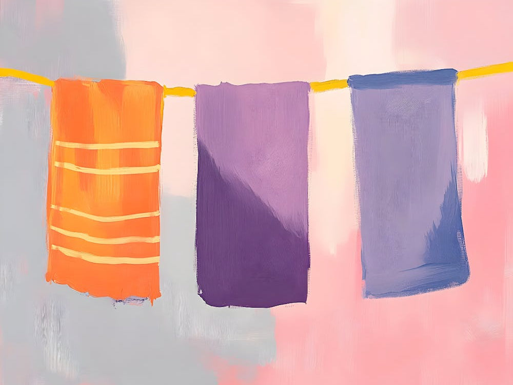 Three Towels Hanging On A Line