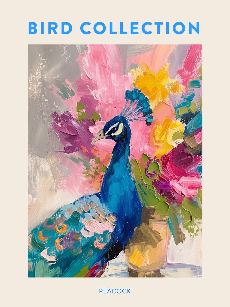 Colourful Brushwork Peacock 2 Poster
