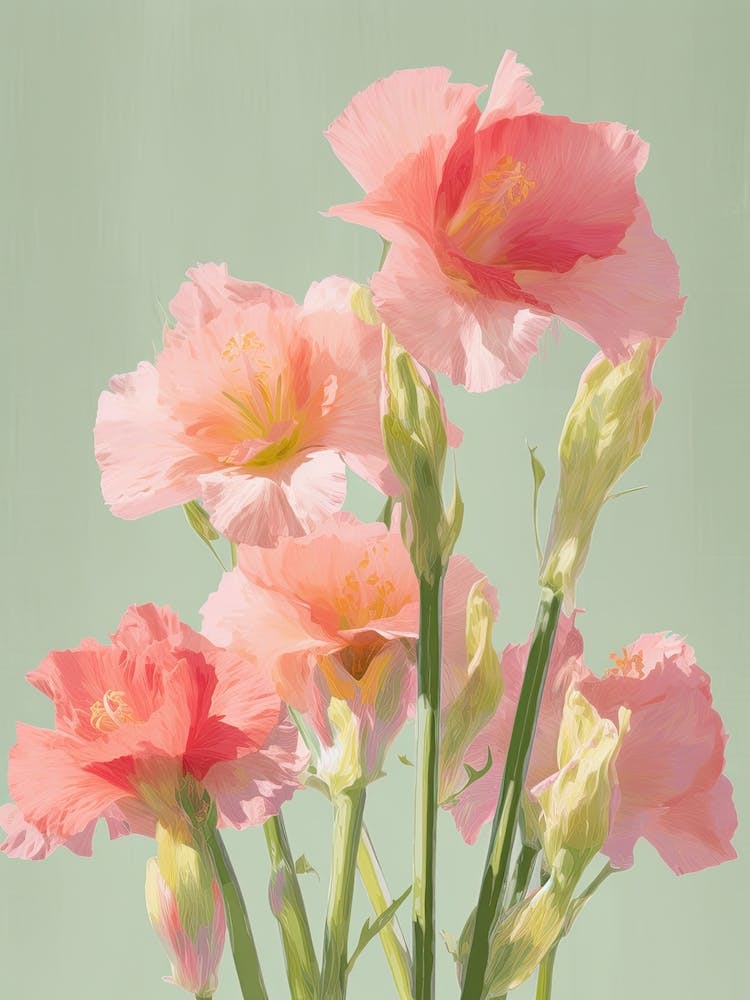 Gladioli Flowers Acrylic Painting In Pastel Colours 10