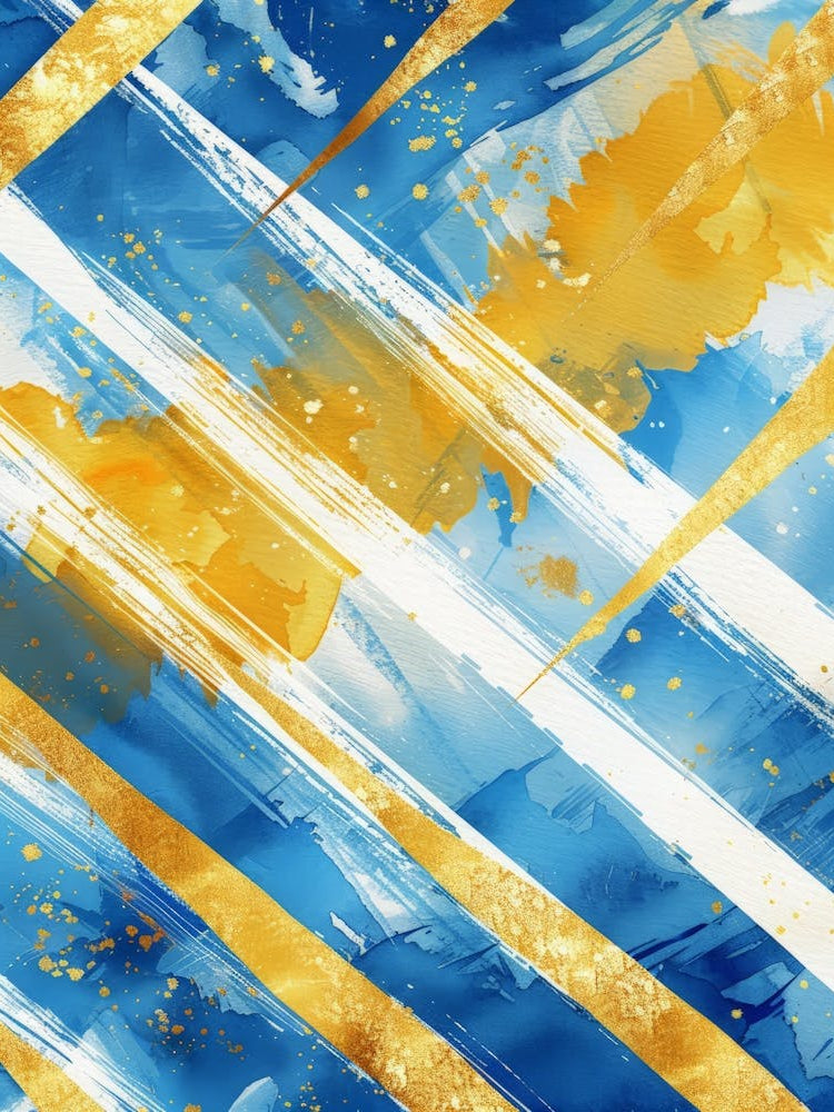 Abstract Blue And Gold Painting 1