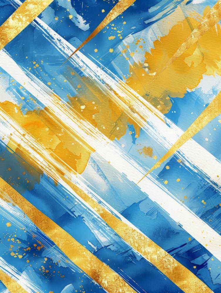 Abstract Blue And Gold Painting 1