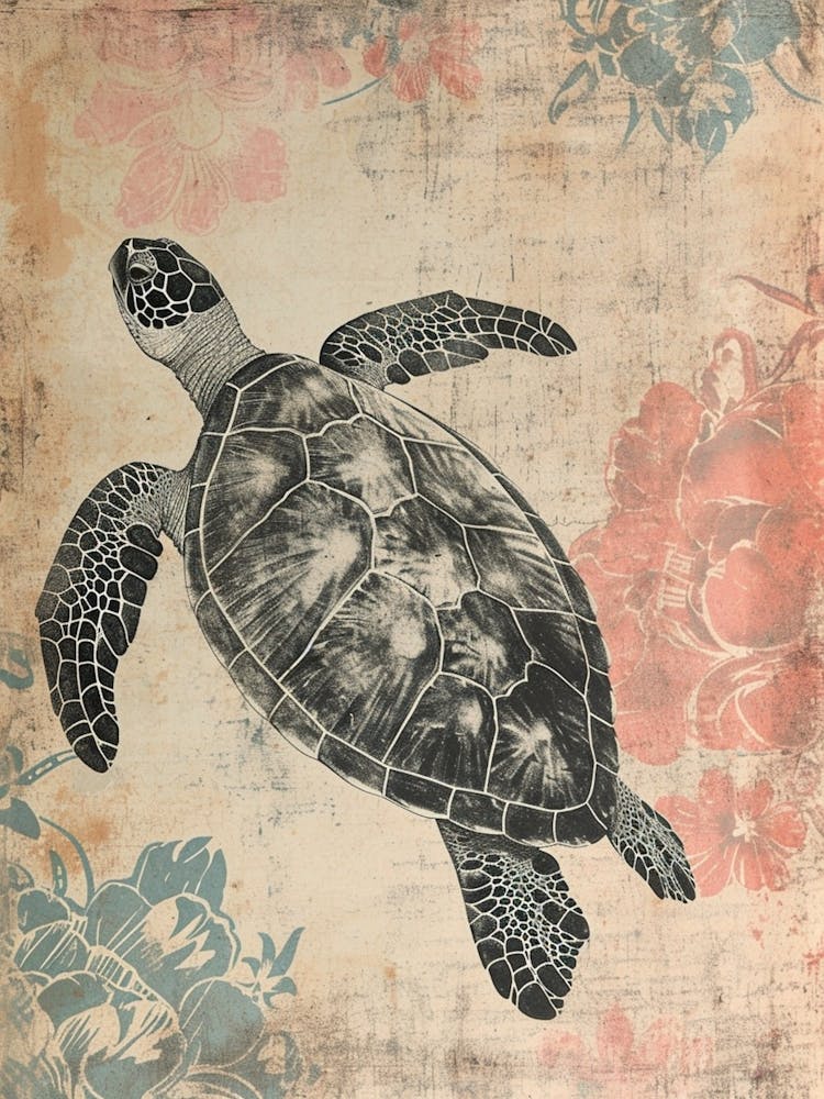 Ornamental Wallpaper Inspired Sea Turtle 3