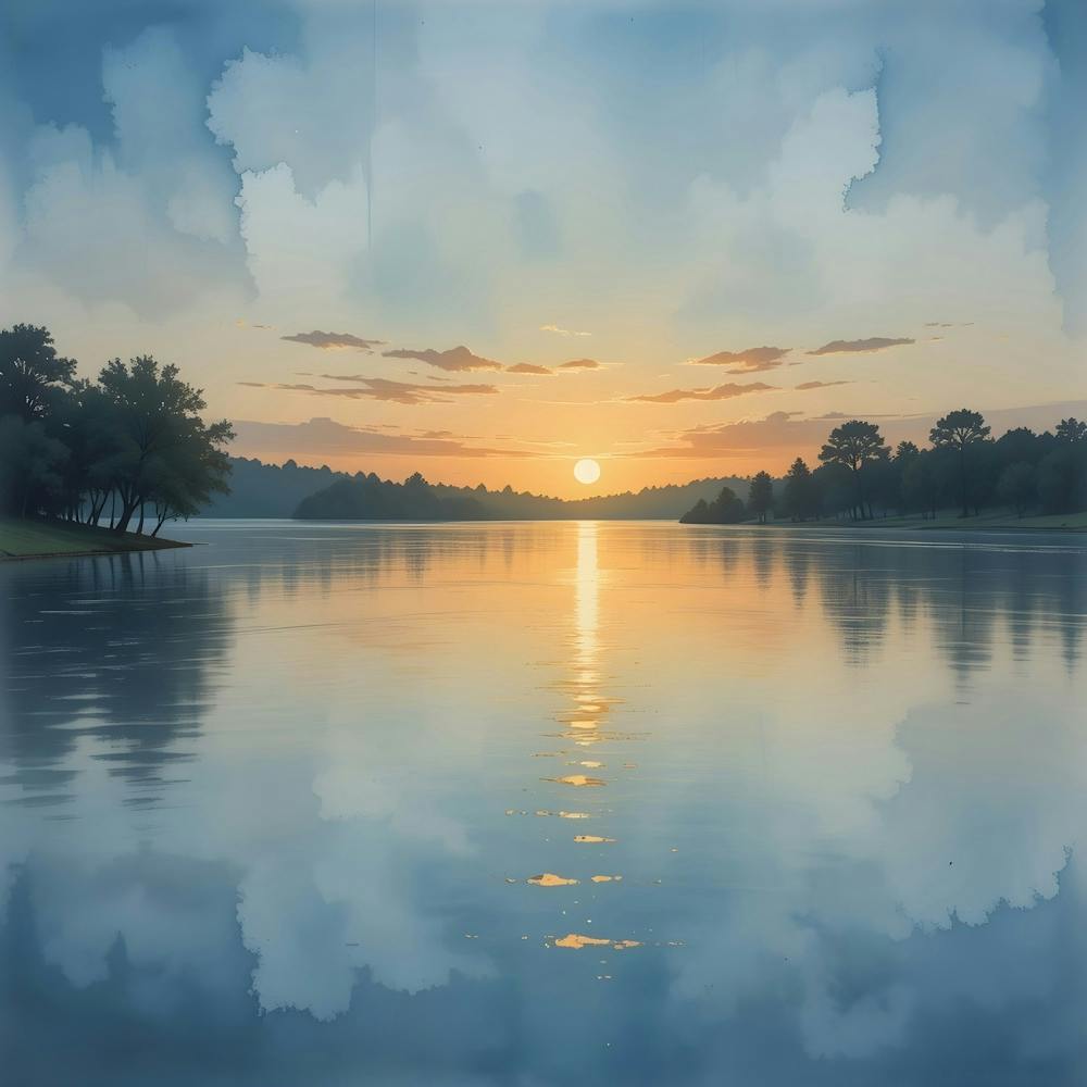 Coucher de soleil au bord du lac 11