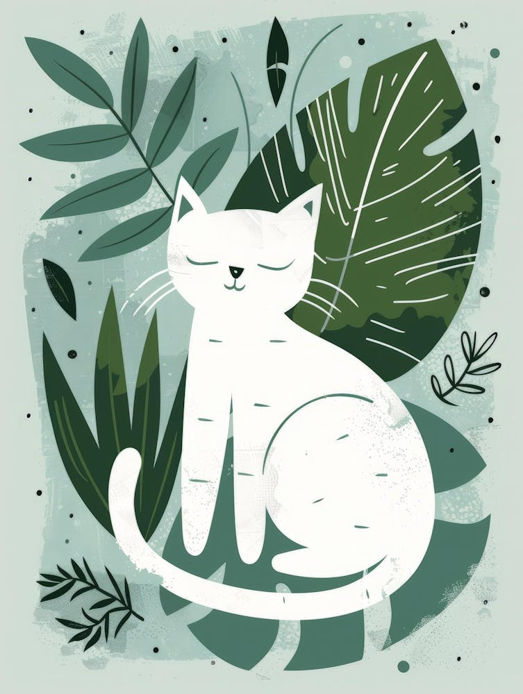 Cat With Leaves