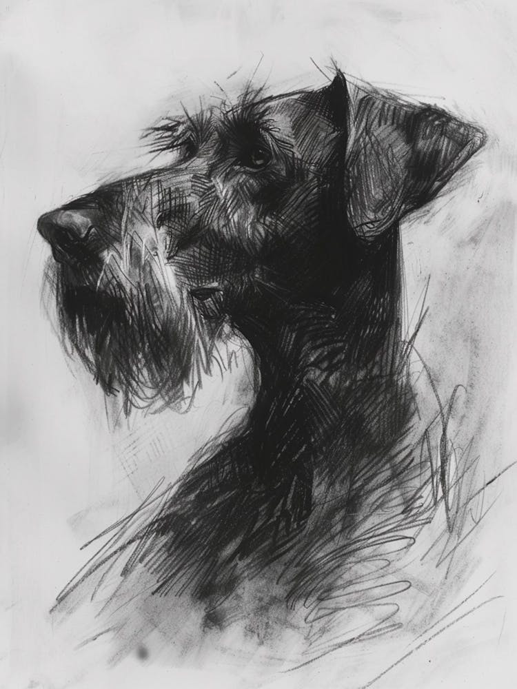 Wirehaired Vizsla Dog Charcoal Line